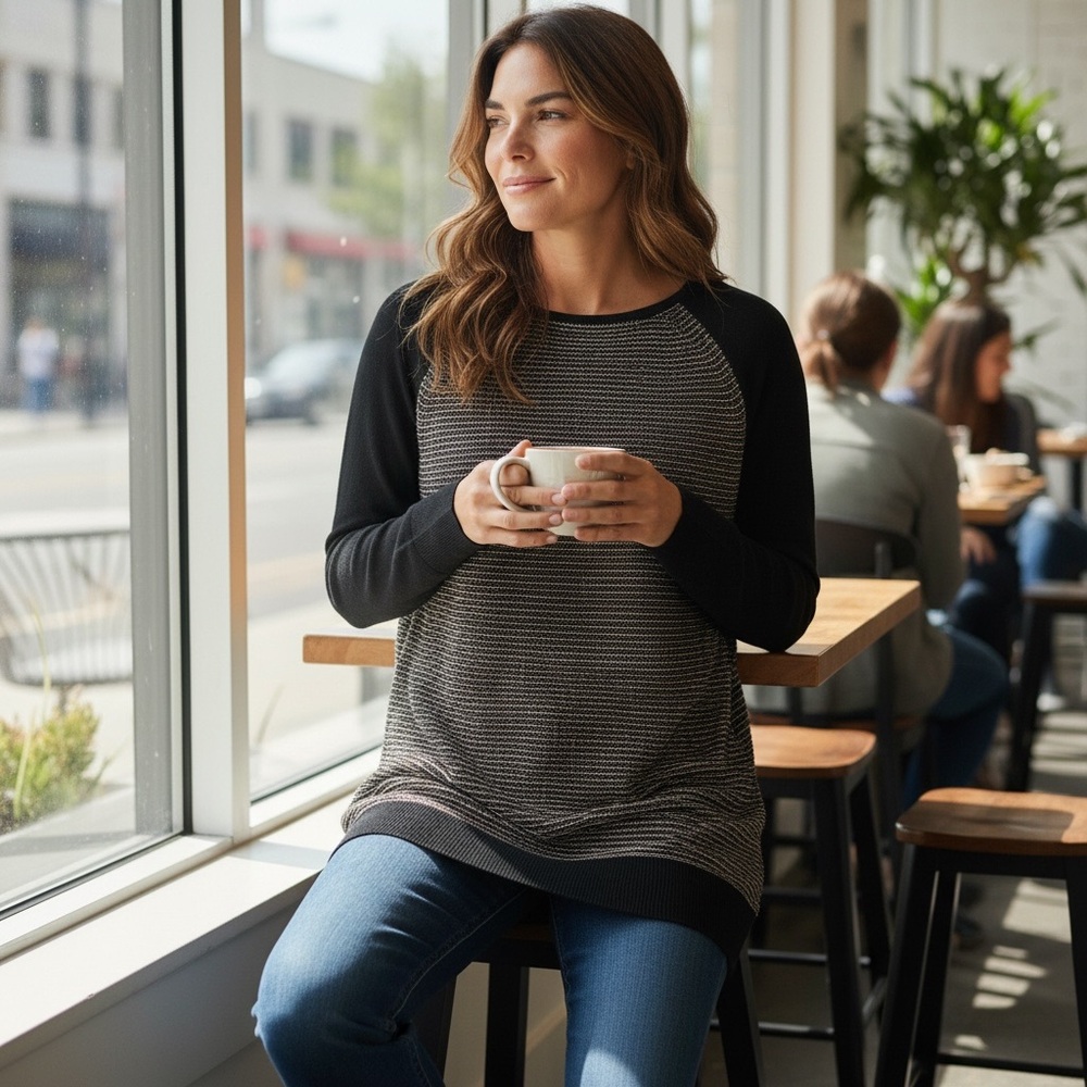 LOFT Navy and White Striped Sweater